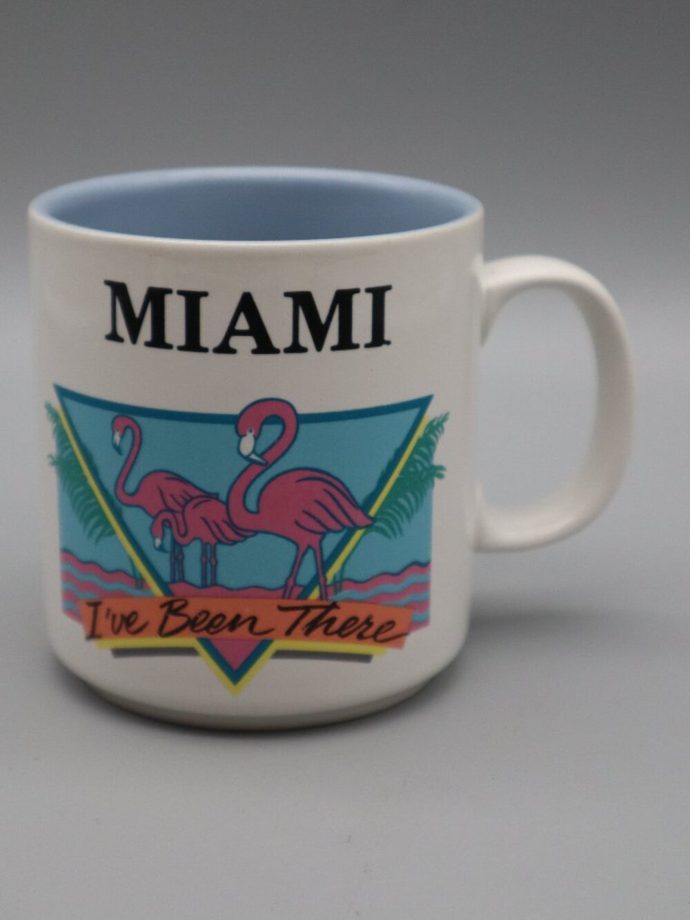 Vtg '90s Papel I've Been There Souvenir Travel Mug Miami Flamingo Tropical Deco